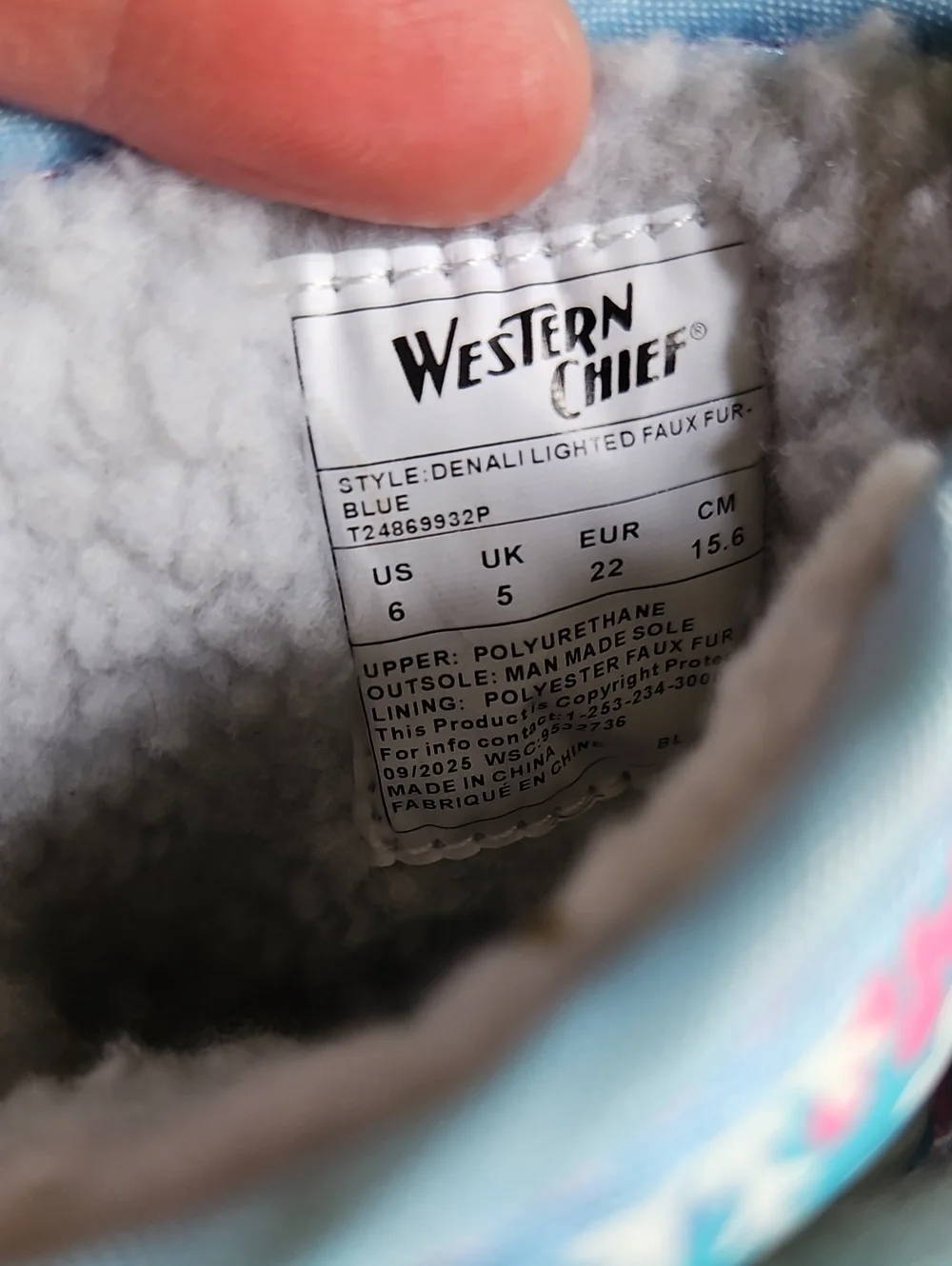 WESTERN CHIEF SNOWFLAKE TODDLER BOOTS: BLUE: NEW/DEFECT: SIZE 6